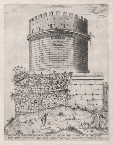 Sepulchre of Metella, from "Speculum Romanae Magnificentiae" by anonymous, print, 1549