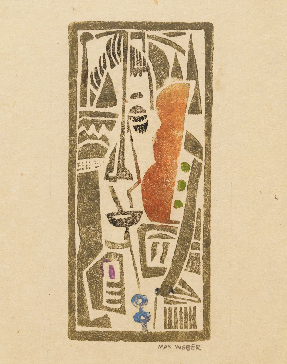 Cubist Head by Max Weber, print, 1919