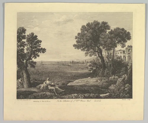 Seascape with Bacchus and Ariadne by Claude Lorrain, print, 1742