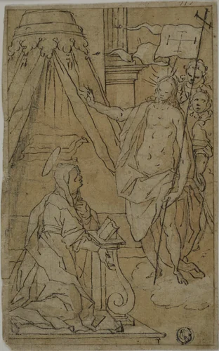 Christ Appearing to His Mother by Lazzaro Tavarone, drawing, 1576-1661