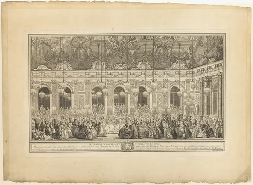 Decoration for a Masked Ball given by the King by Charles Nicolas Cochin I, print, 1746