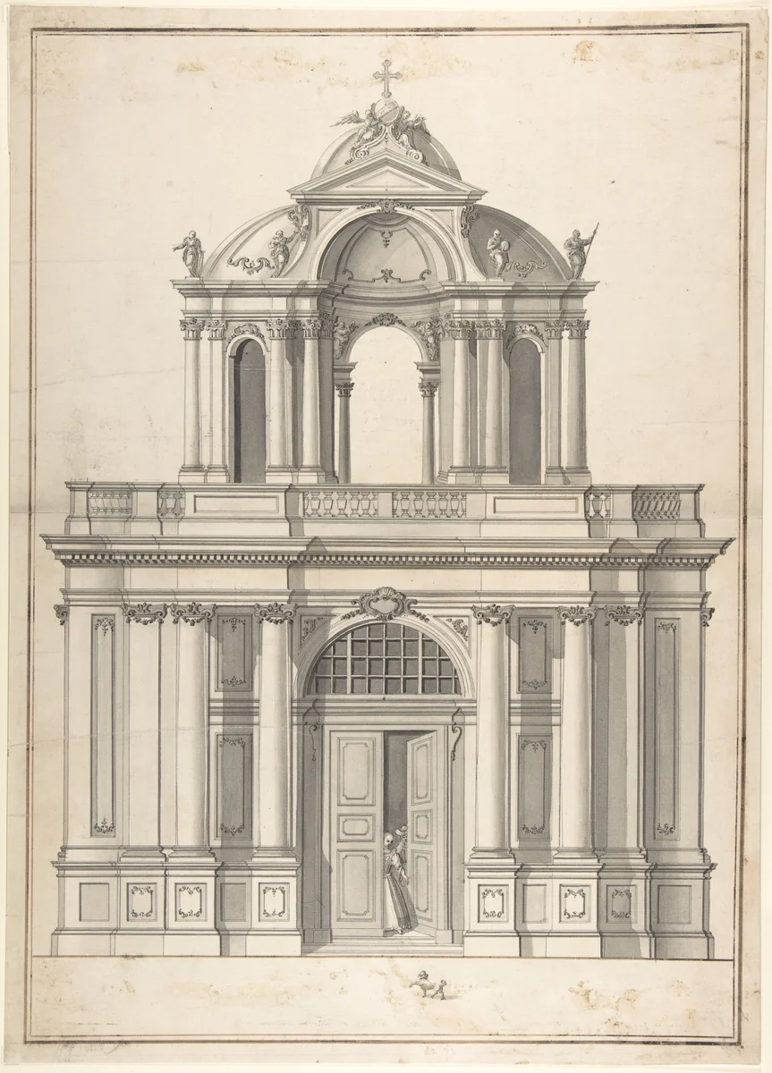 Design for the façade of a building by anonymous, drawing, 1700-1800