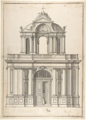 Design for the façade of a building by anonymous, drawing, 1700-1800