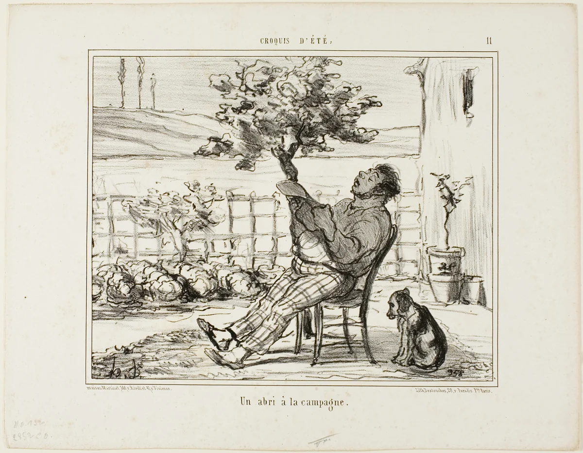 Under the shade in the countryside, plate 11 from Croquis D'été by Honoré-Victorin Daumier, print, 1856