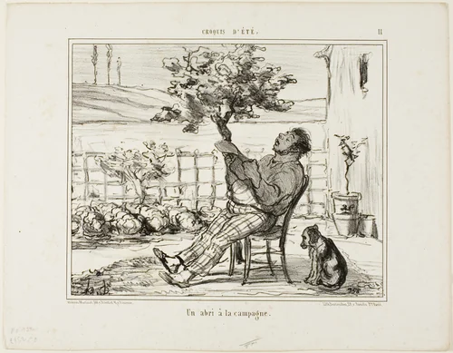 Under the shade in the countryside, plate 11 from Croquis D'été by Honoré-Victorin Daumier, print, 1856