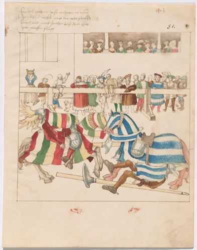 Mock Joust of War with Fixed Shields by German 16th Century, drawing, 1515