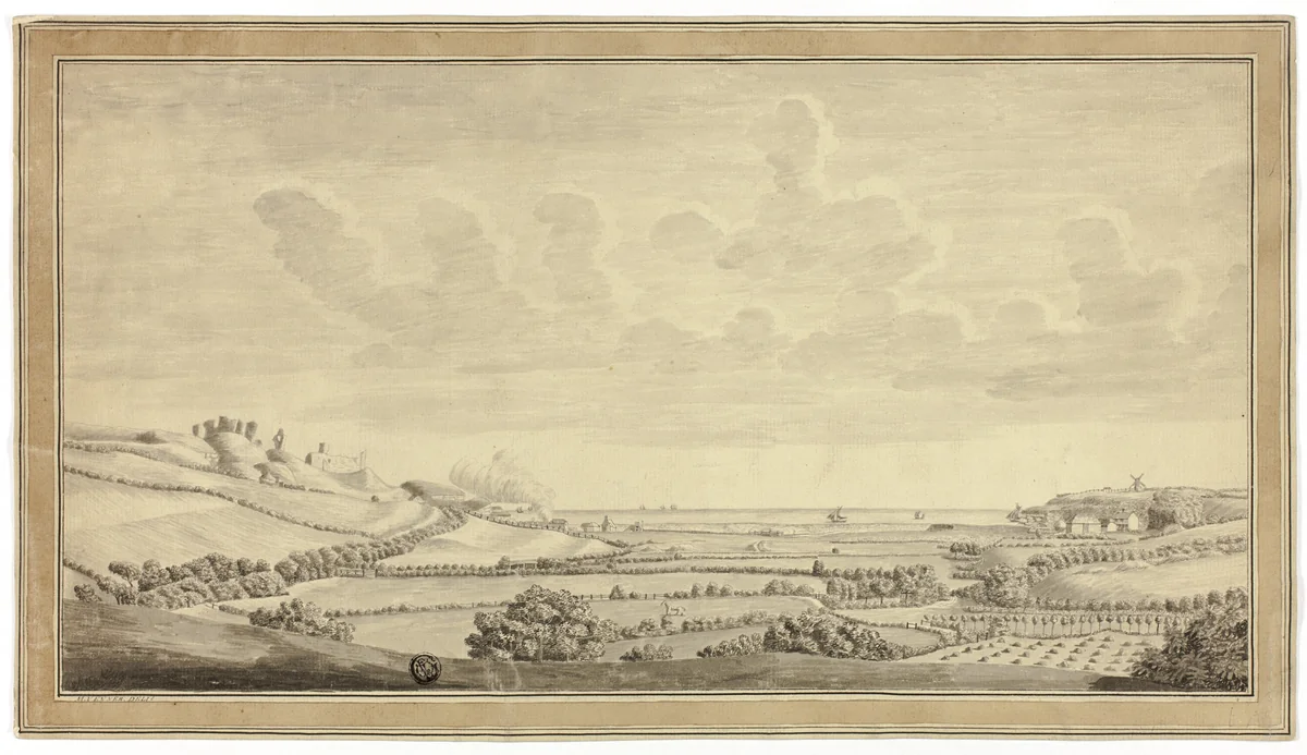 View of Farm Land Near the Sea by M. Venner, drawing, 1760-1809