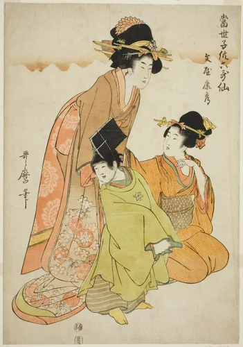 The Poet Fun'ya no Yasuhide, from the series "Modern Children as the Six Immortal Poets (Tosei kodomo rokkasen)" by Kitagawa Utamaro (喜多川歌麿), print, 1805