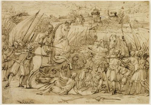 Battle Scene by Antonio Maria Viani, drawing, 1580-1629