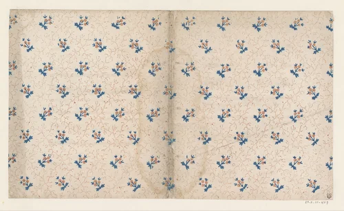 Blad met strooipatroon van bloem met drie vruchtjes by anonymous, other, 1700-1850