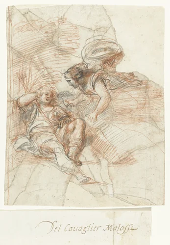 Diana bezoekt Endymion by Giovanni Mannozzi, drawing, 1622-1632
