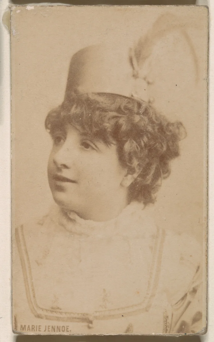 Marie Jennoe, from the Actresses series (N246), Type 1, issued by Kinney Brothers to promote Sporting Extra Cigarettes by Kinney Brothers Tobacco Company, photograph, 1888-1892