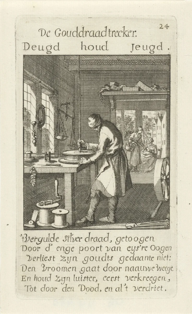 Gouddraadtrekker by Caspar Luyken, print, 1694