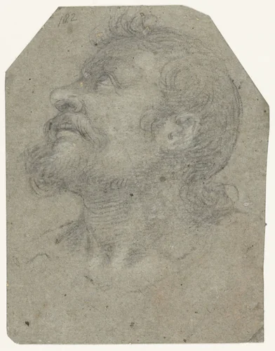 Hoofd van een opziende man, in profiel by anonymous, drawing, 1500-1600