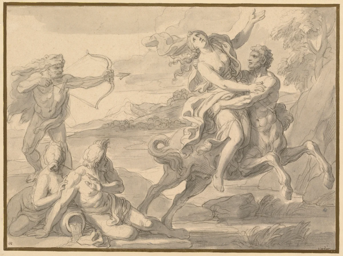 The Rape of Deianira by François Verdier, drawing, 1670-1685