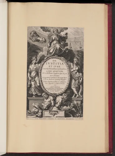 Title Page for Leonard Lessius, De Ivstitia et Ivre by Cornelis Galle
Peter Paul Rubens, print, 1632