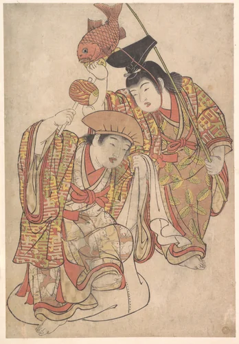 Boys Maquerading as Daikoku and Ebisu by Kitao Shigemasa (北尾重政), print, 1770-1790