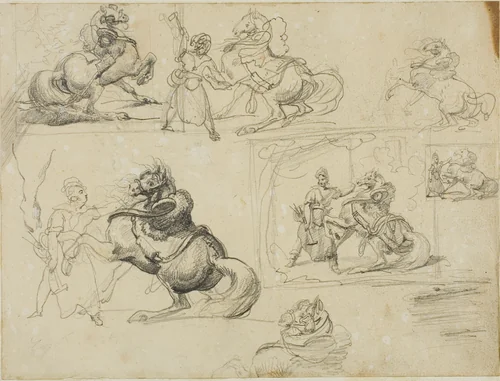 Studies by Jean Louis André Théodore Géricault, drawing, 1813-1814