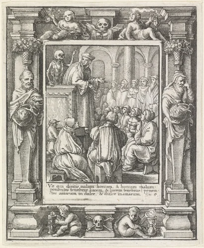 De predikant en de Dood by Wenceslaus Hollar, print, 1651