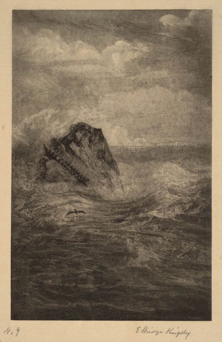 A Rock in the Sea by Elbridge Kingsley, print, 1890