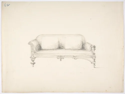 Design for a Sofa by anonymous, drawing, 1800-1850