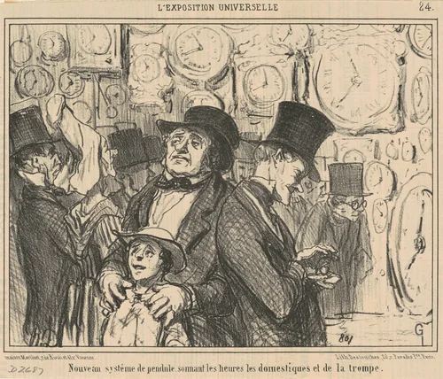 Nouveau système de pendule ... by Honoré Daumier, print, 1855