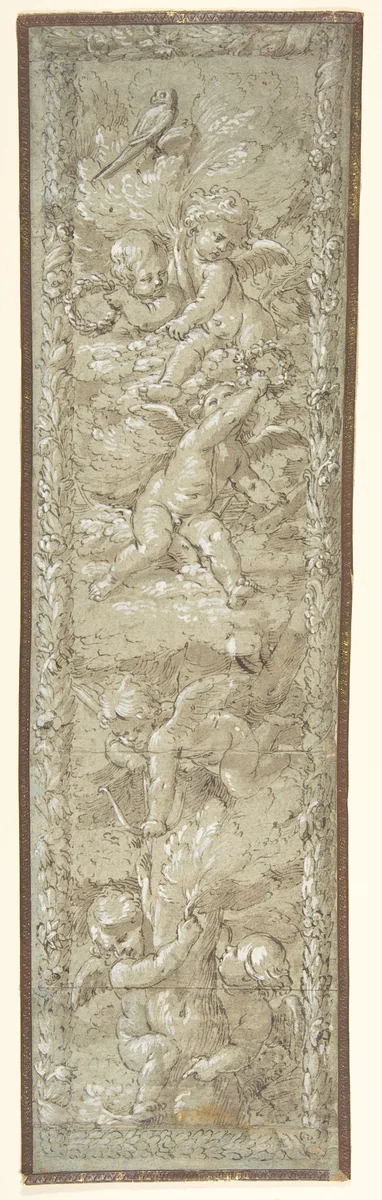 Cherubs in a Tree by anonymous, drawing, 1700-1800