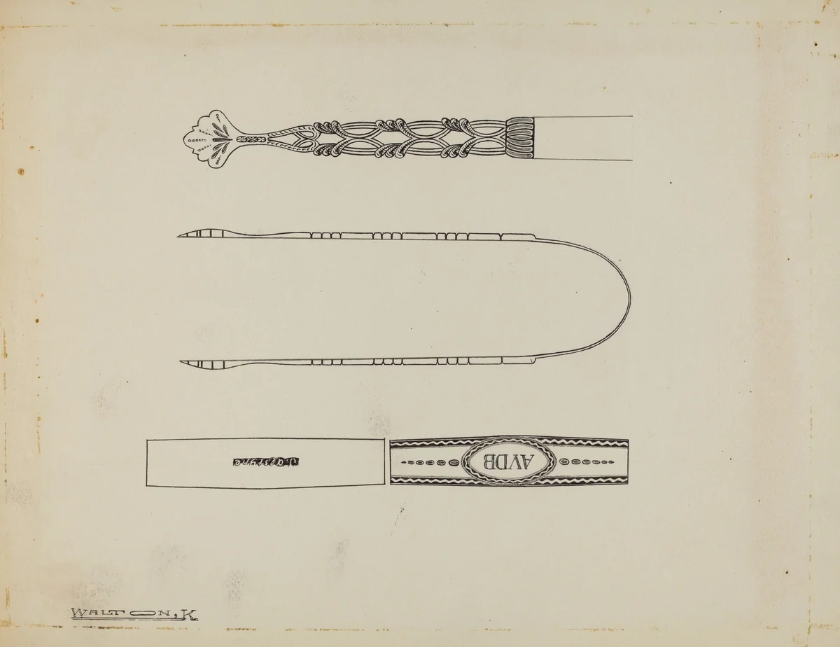 Silver Sugar Tongs by Kalamian Walton, index of american design, 1939
