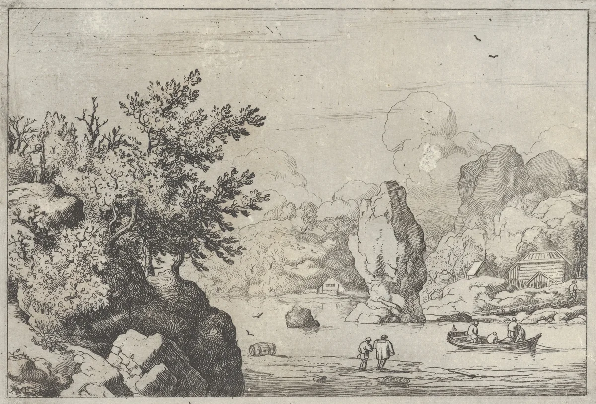 The Rock in the Middle of the River by Allart van Everdingen, print, 1621-1675