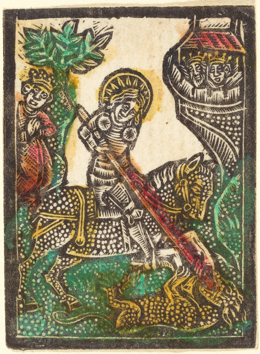 Saint George by Master of the Aachen Madonna, print, 1470-1480