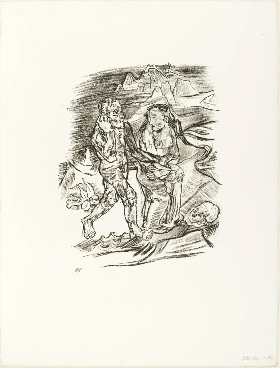 Man and Woman on the Road to Death (Mann und Weib auf dem Sterbeweg) (plate 8) from O Eternity - Thou Word of Thunder (Bach Cantata) [O Ewigkeit - Du Donnerwort (Bachkantate)] by Oskar Kokoschka, print, 1914