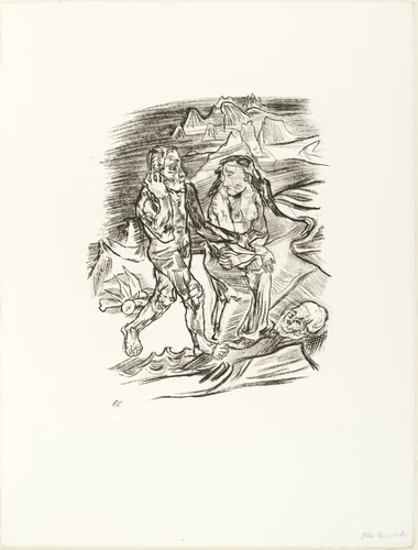 Man and Woman on the Road to Death (Mann und Weib auf dem Sterbeweg) (plate 8) from O Eternity - Thou Word of Thunder (Bach Cantata) [O Ewigkeit - Du Donnerwort (Bachkantate)] by Oskar Kokoschka, print, 1914