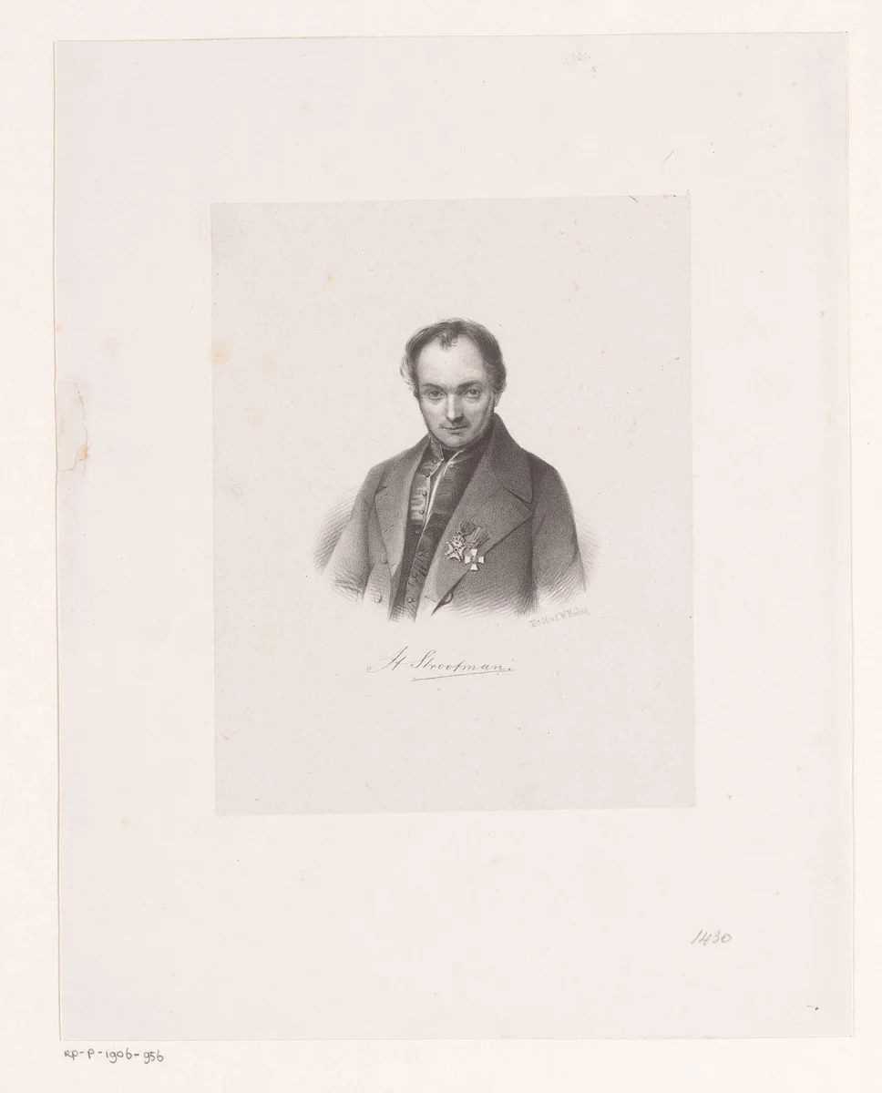 Portret van H. Strootman by anonymous, print, 1847-1865