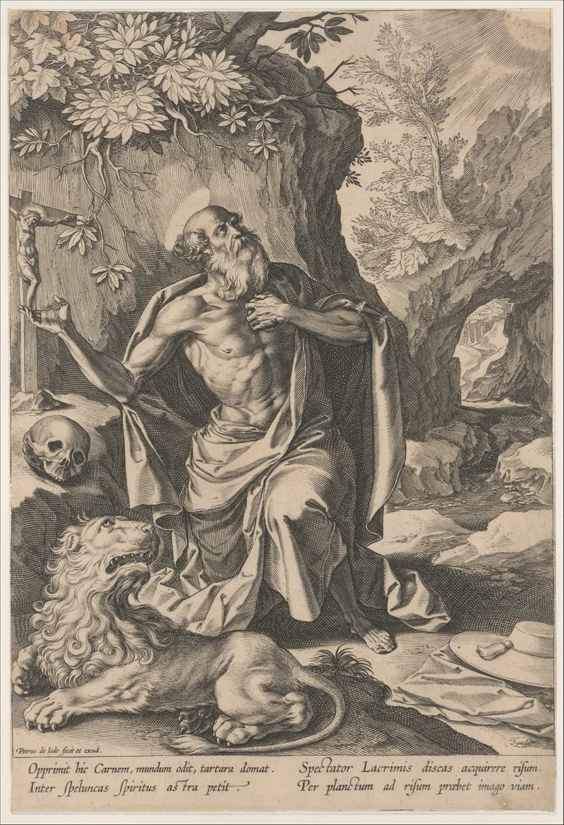 Saint Jerome by Pieter de Jode, print, 1585-1634