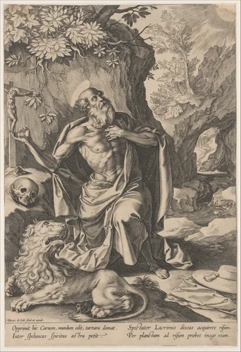 Saint Jerome by Pieter de Jode, print, 1585-1634