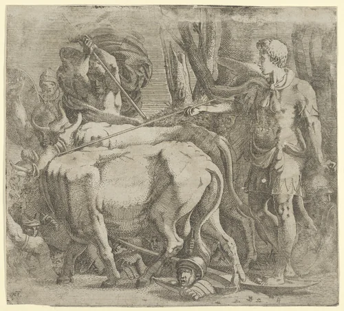 Cadmus Tilling the Field Where He Sawed the Dragon's Teeth by Antonio Fantuzzi, print, 1540-1545