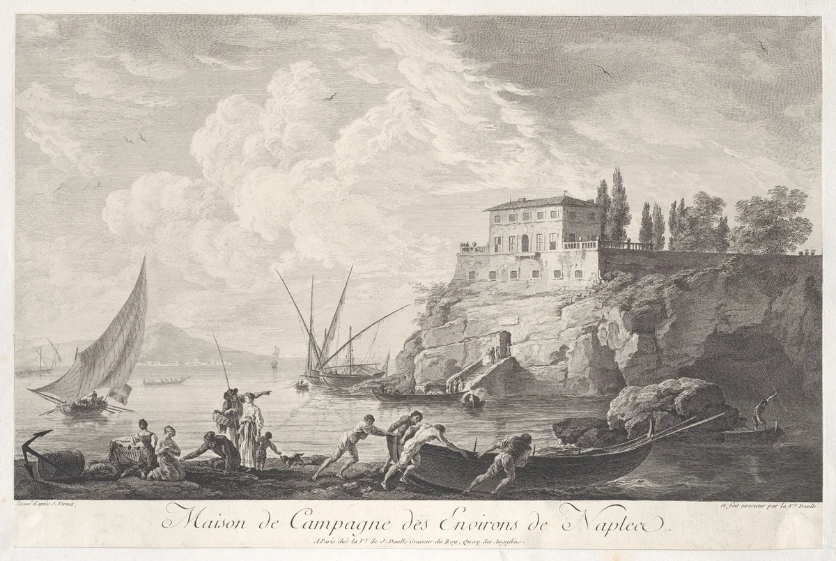 House in the Country Surrounding Naples by Joseph Vernet, print, 1715-1765