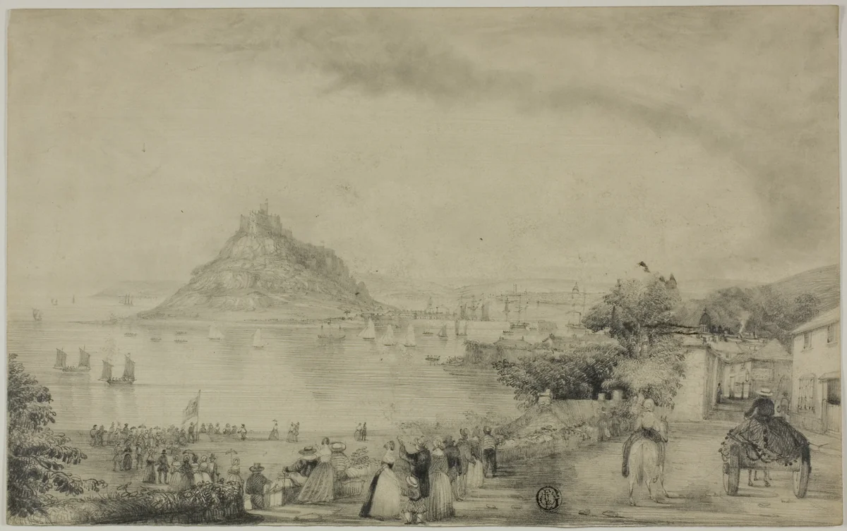 Saint Michael's Mount, Cornwall: Regatta Scene by J. G. Doyle, drawing, 1844-1899