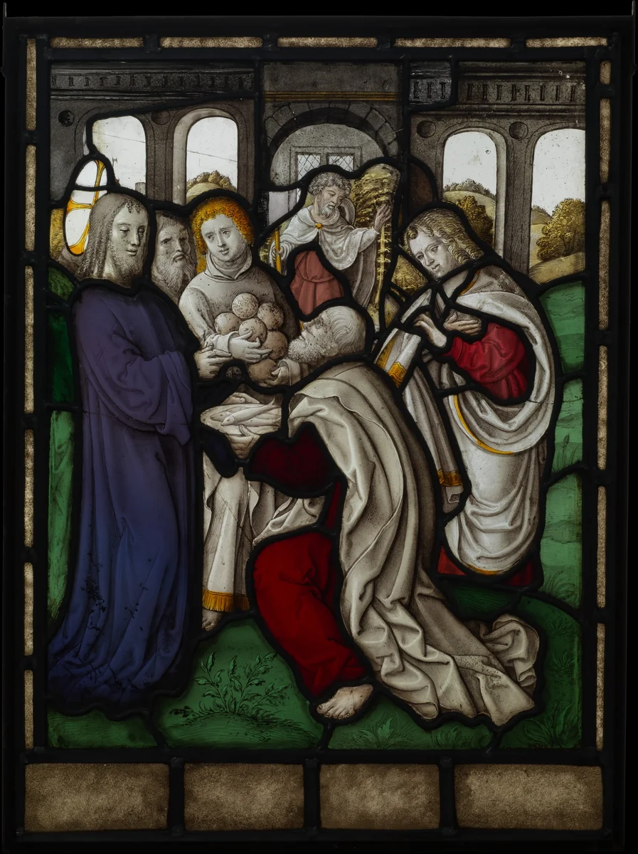 Miracle of the Loaves and Fishes (one of a set of 12 scenes from The Life of Christ) by Jan Rombouts, other, 1520-1535