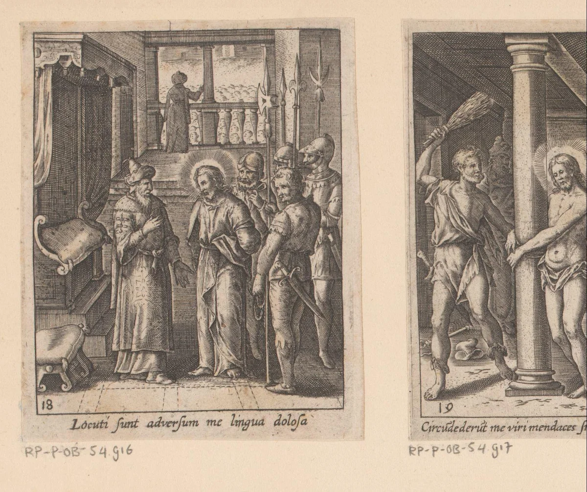 Christus voor Kajafas by Heinrich Ulrich, print, 1582-1671