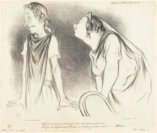 Charmant... trainant tous les coeurs après soi... by Honoré Daumier, print, 1839