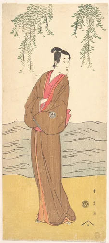 The Third Segawa Kikunojo as Hisamatsu Standing on the Bank by Katsukawa Shun'ei (勝川春英), print, 1785-1805