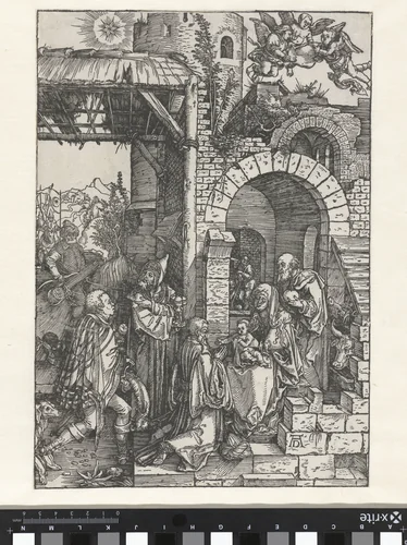 Aanbidding door de koningen by Unknown, print, 1501-1505