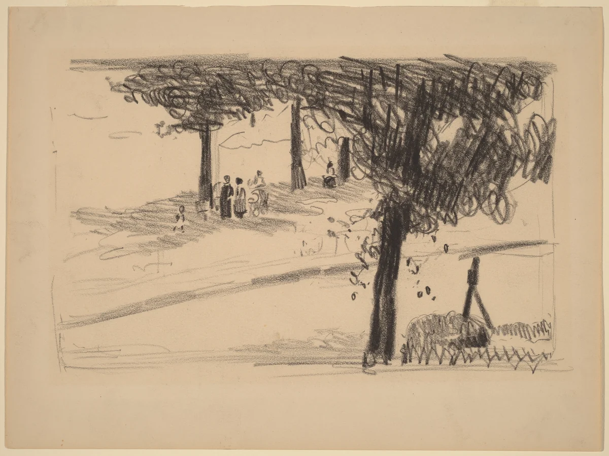 Under the Trees by George Luks, drawing, 1866-1933