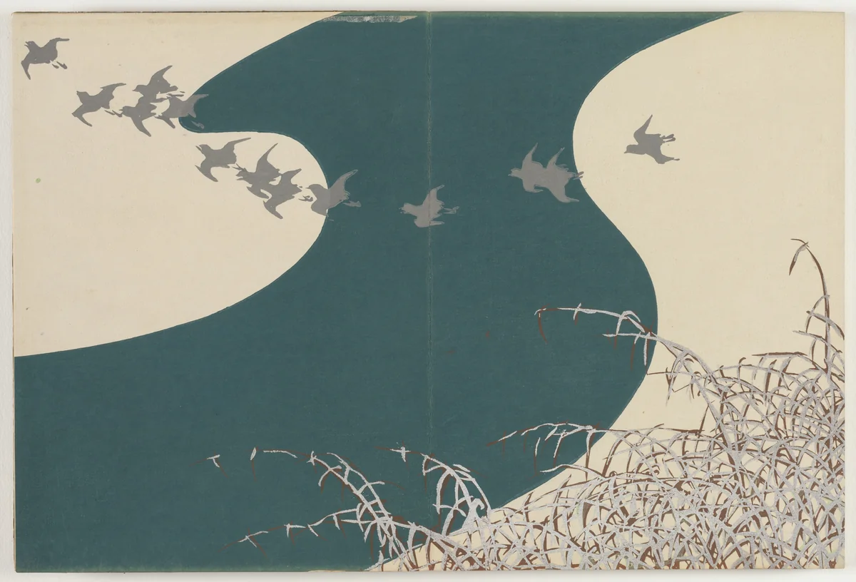 Flowers of a Hundred Worlds (Momoyogusa): River in Winter (Fuyu no kawa) by Kamisaka Sekka, book, 1909-1910