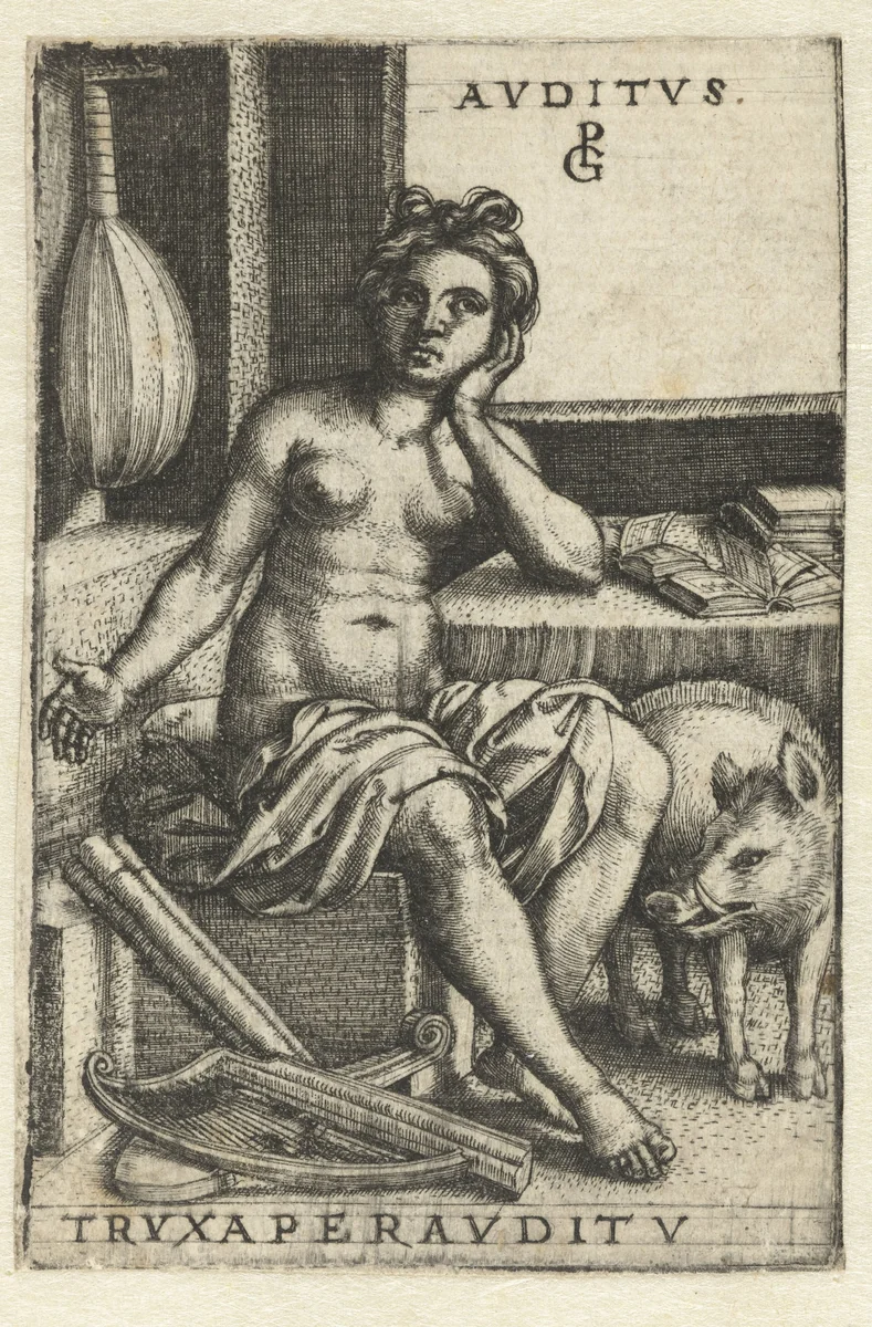 Gehoor (Auditus) by Unknown, print, 1542-1546