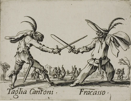Taglia Cantoni - Fracasso, plate 24 from Balli di Sfessania by Jacques Callot, print, 1617-1627