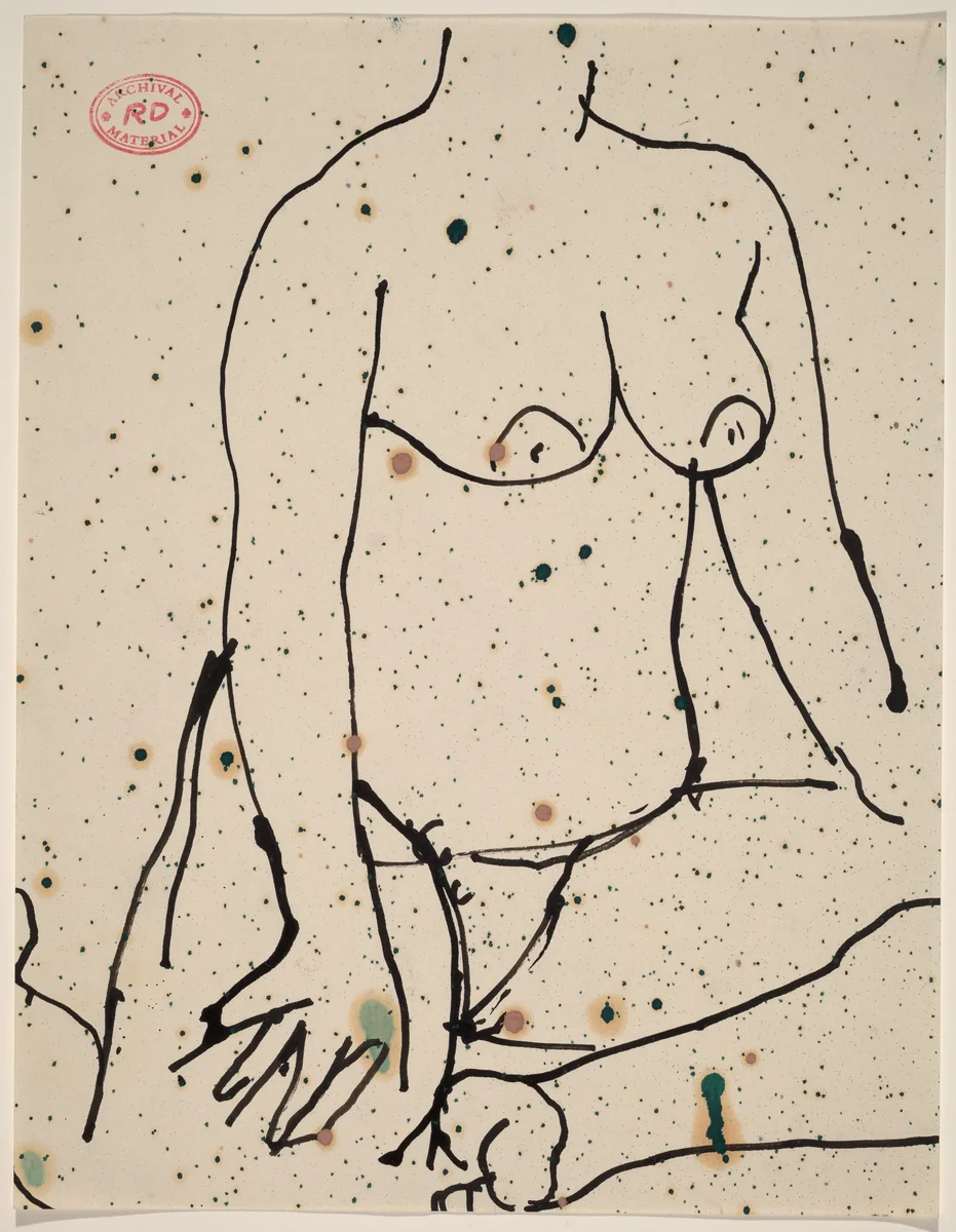 Untitled [nude seated with her hands on her knees] by Richard Diebenkorn, drawing, 1955-1967