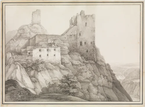 The Ruin of Liebenstein Castle near Bornhofen am Rhein, Seen from the North-West by Christian Georg Schütz, drawing, 1803