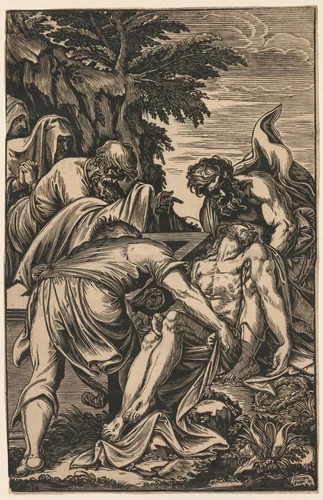 Entombment of Christ by Giuseppe Scolari, print, 1575-1625